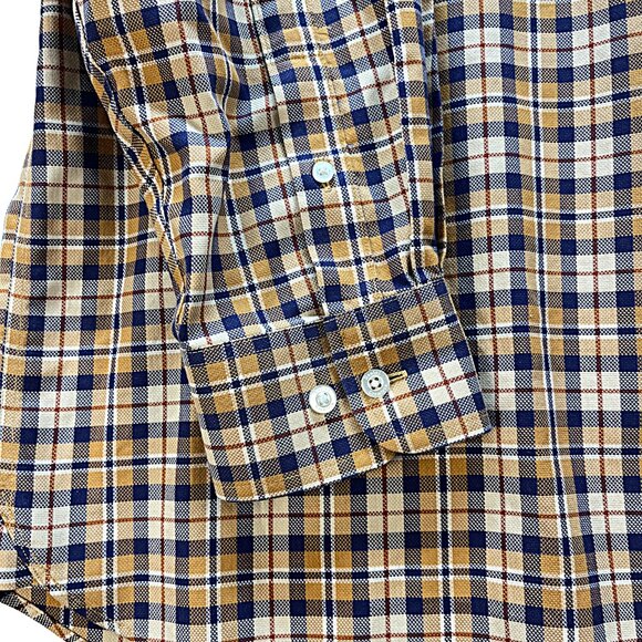 Daniel Cremieux Signature Collection Men Long Sleeve Shirt XL Brown Blue Plaid - Picture 7 of 10